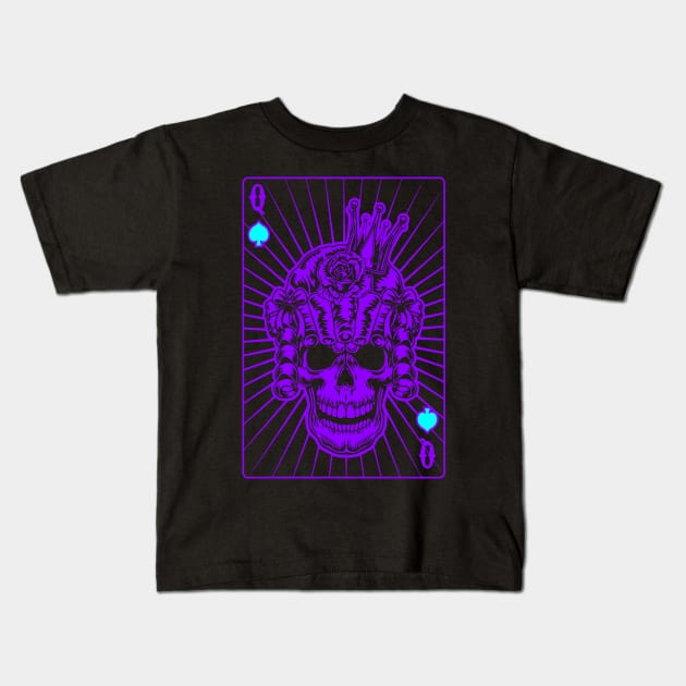 Queen of Spades Purple Skull Kids T-Shirt by Ravensdesign